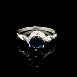 Anillo de Plata Solitario Circular con 6 Pistilos