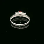 Anillo de Plata con Circón Central de Color, 4 Pistilos y Cintillo con Circones