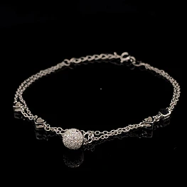Pulsera de Plata RH Limada Doble con Corazones Intercalados y Esfera