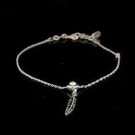 Pulsera de Plata Limada Punto de Luz con Pluma