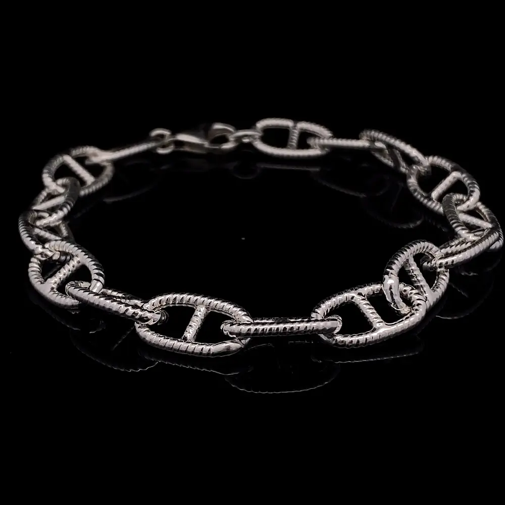 Pulsera de Plata Banana de Eslabones Grandes