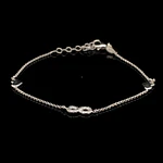Pulsera de Plata Limada con Infinito Diamantado y Corazones Lisos