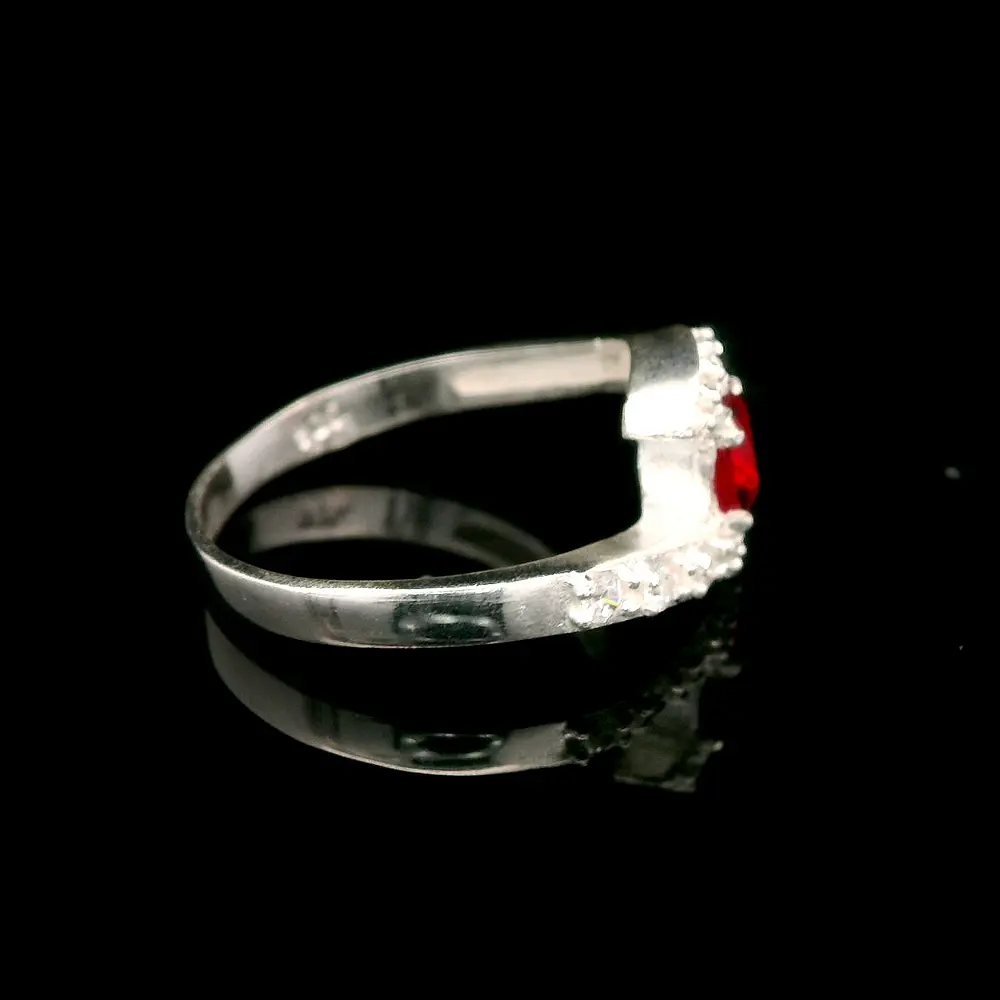 Anillo de Plata Solitario Espiral con Cintillo de Circones Incoloros y Circón Central de Color