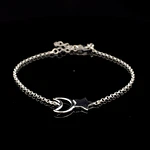 Pulsera de Plata Rolo con Estrella Lisa y Luna Troquelada