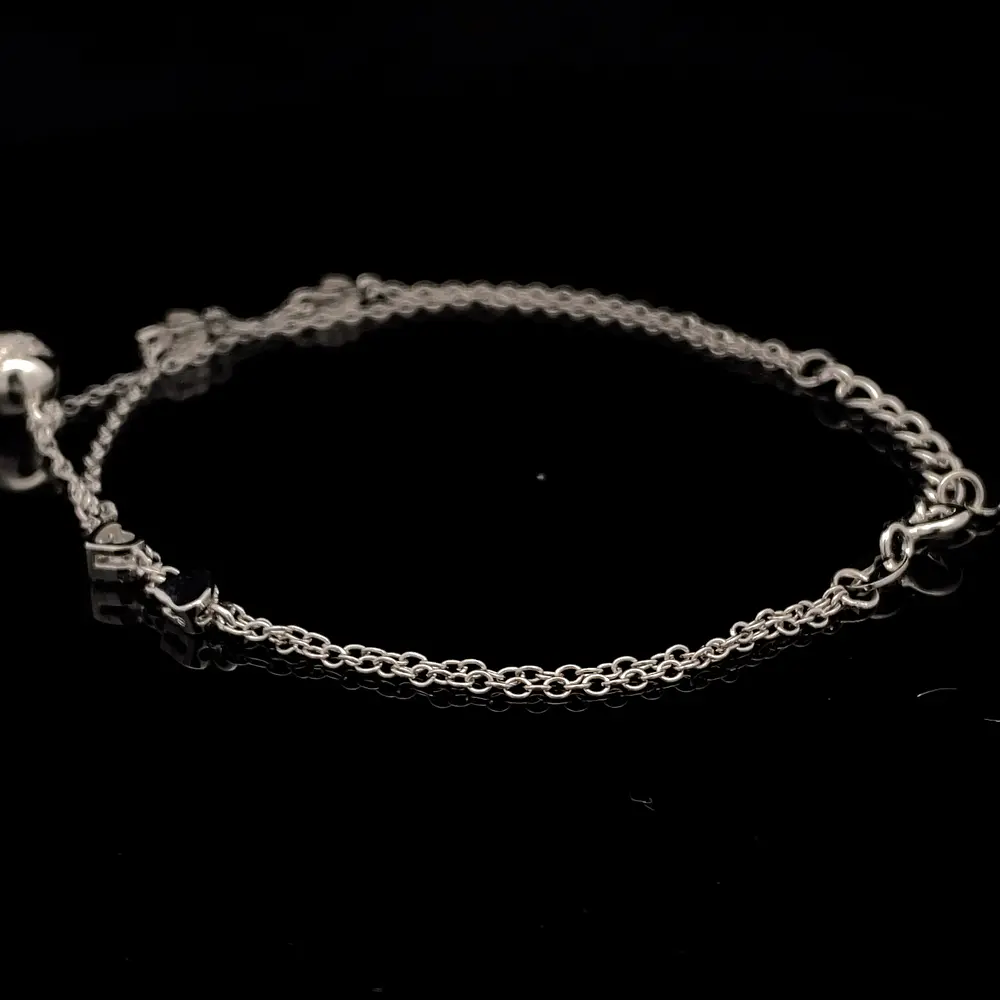 Pulsera de Plata RH Limada Doble con Corazones Intercalados y Esfera
