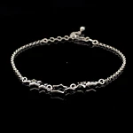 Pulsera de Plata Limada con Silueta de Estrella Central y Estrellas