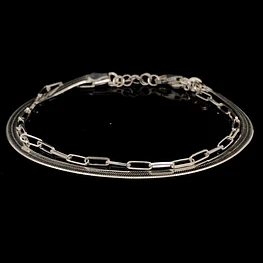 Pulsera de Plata Doble Tejido Limada Cinta Plana
