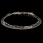 Pulsera de Plata Doble Tejido Limada Cinta Plana
