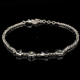 Pulsera de Plata de Cubos Continuos Intercalada con Letras LOVE