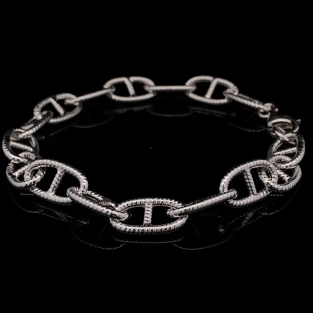 Pulsera de Plata Banana de Eslabones Grandes