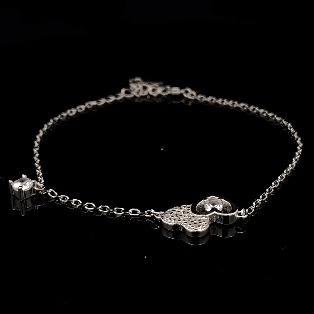 Pulsera de Plata RH Limada con Corazón Central Troquelado