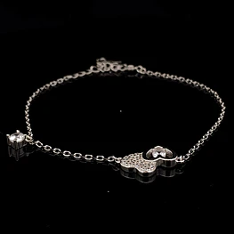 Pulsera de Plata RH Limada con Corazón Central Troquelado