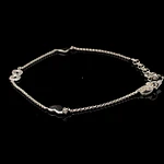 Pulsera de Plata Limada con Infinito Diamantado y Corazones Lisos
