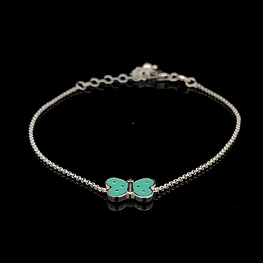 Pulsera de Plata Limada con Mariposa de Color