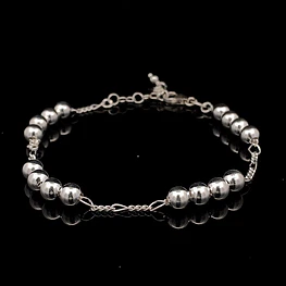 Pulsera de Plata Fígaro 3x1 con Cuatro Esferas Intercaladas