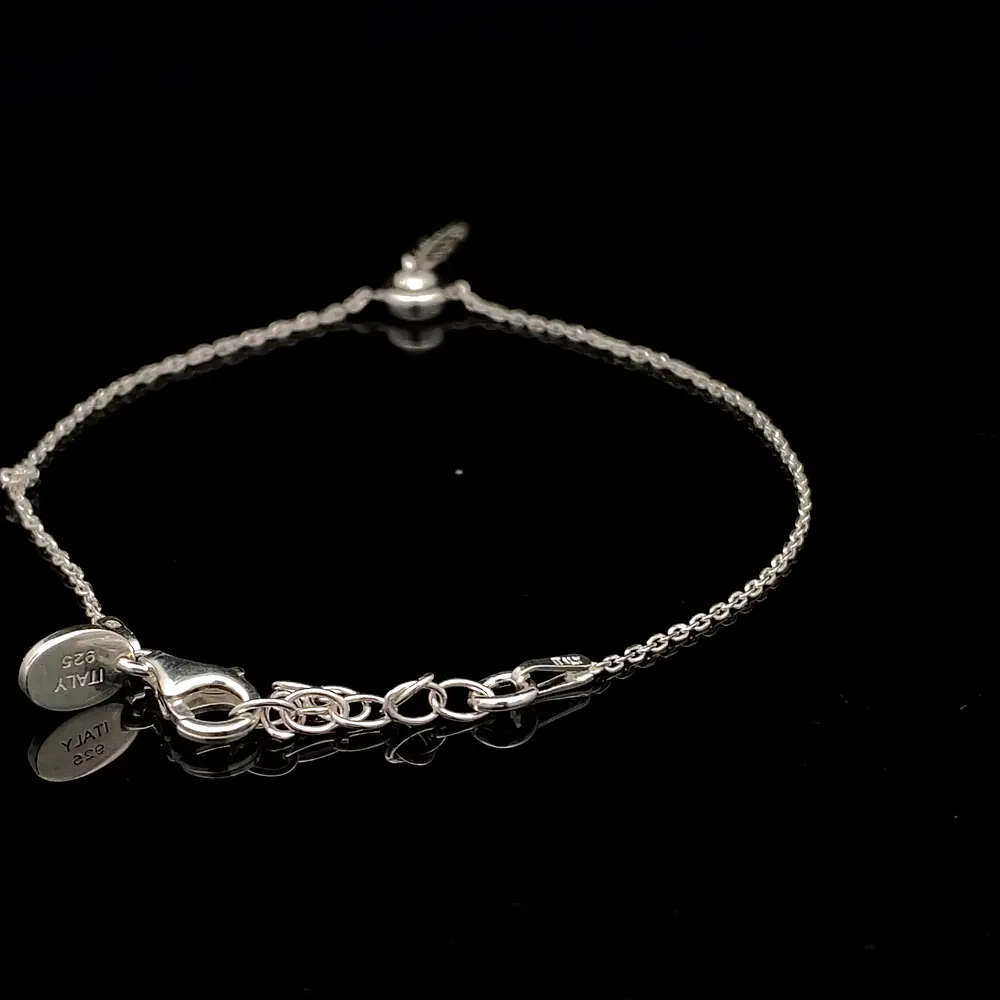 Pulsera de Plata Limada Punto de Luz con Pluma
