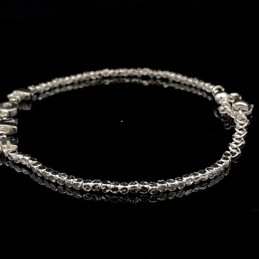 Pulsera de Plata de Cubos Continuos Intercalada con Letras LOVE