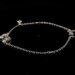 Pulsera de Plata RH Limada con Corazón Central Troquelado