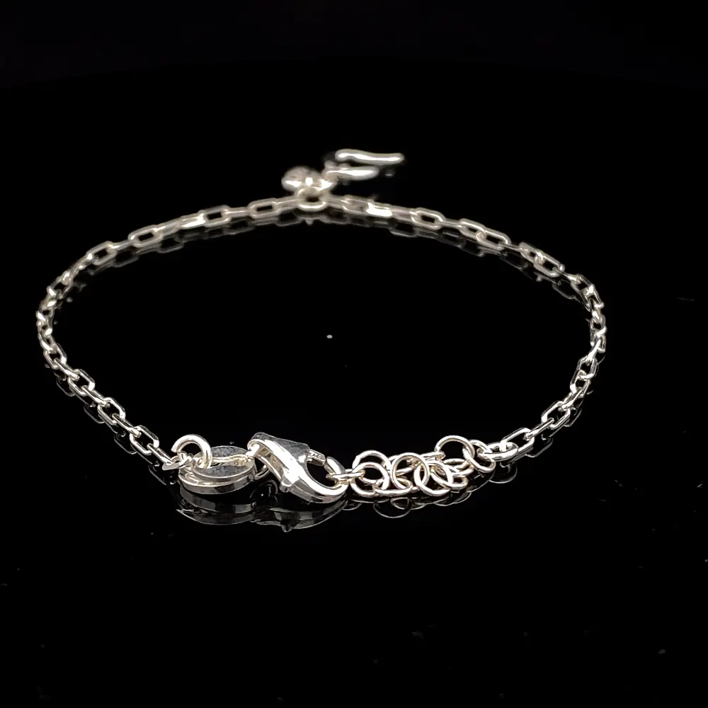 Pulsera de Plata Limada con Corazón Troquelado y Corazón con Circón Incoloro