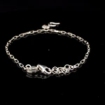 Pulsera de Plata Limada con Corazón Troquelado y Corazón con Circón Incoloro