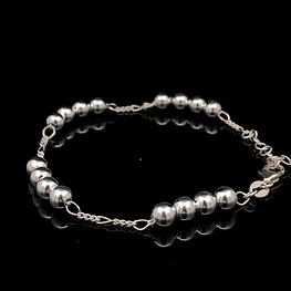Pulsera de Plata Fígaro 3x1 con Cuatro Esferas Intercaladas