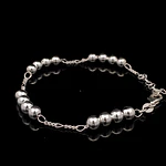 Pulsera de Plata Fígaro 3x1 con Cuatro Esferas Intercaladas