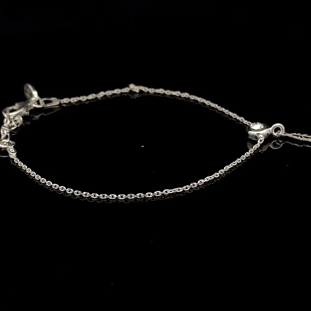 Pulsera de Plata Limada Punto de Luz con Pluma
