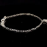 Pulsera de Plata Limada con Corazón Troquelado y Corazón con Circón Incoloro