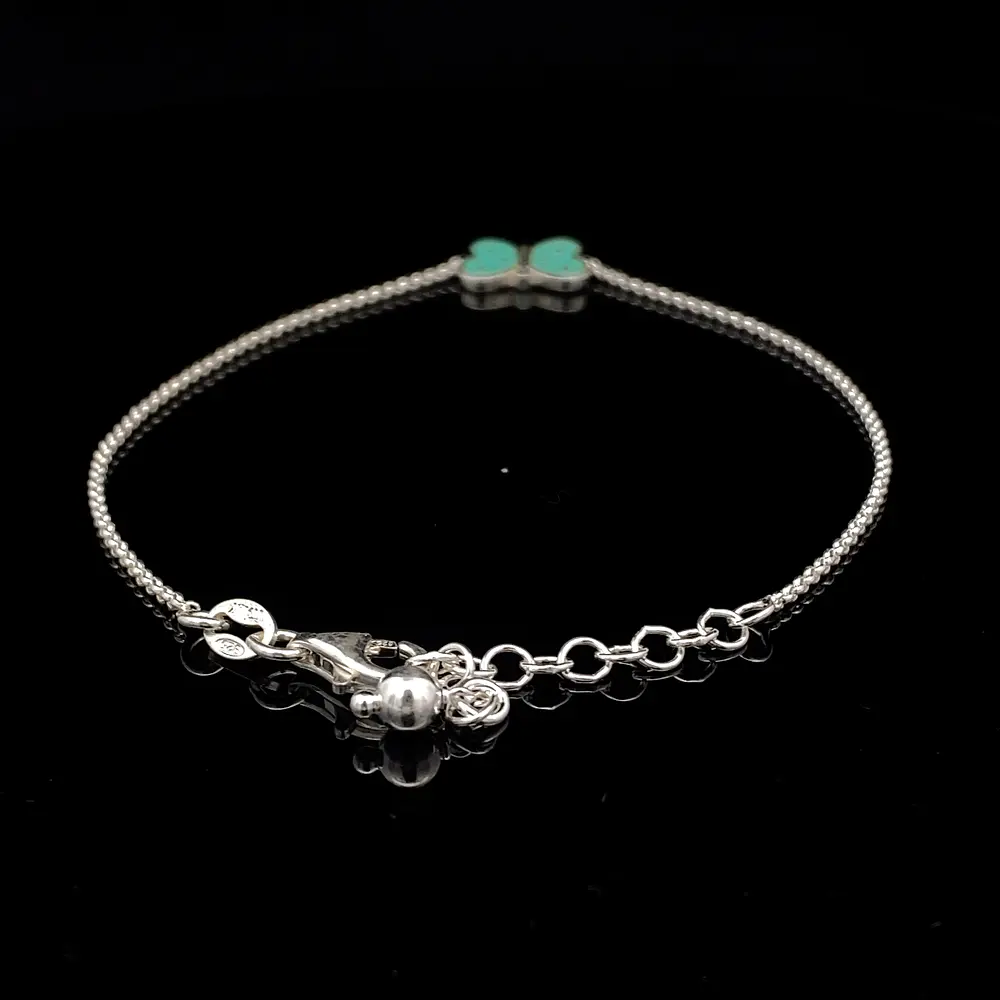 Pulsera de Plata Limada con Mariposa de Color