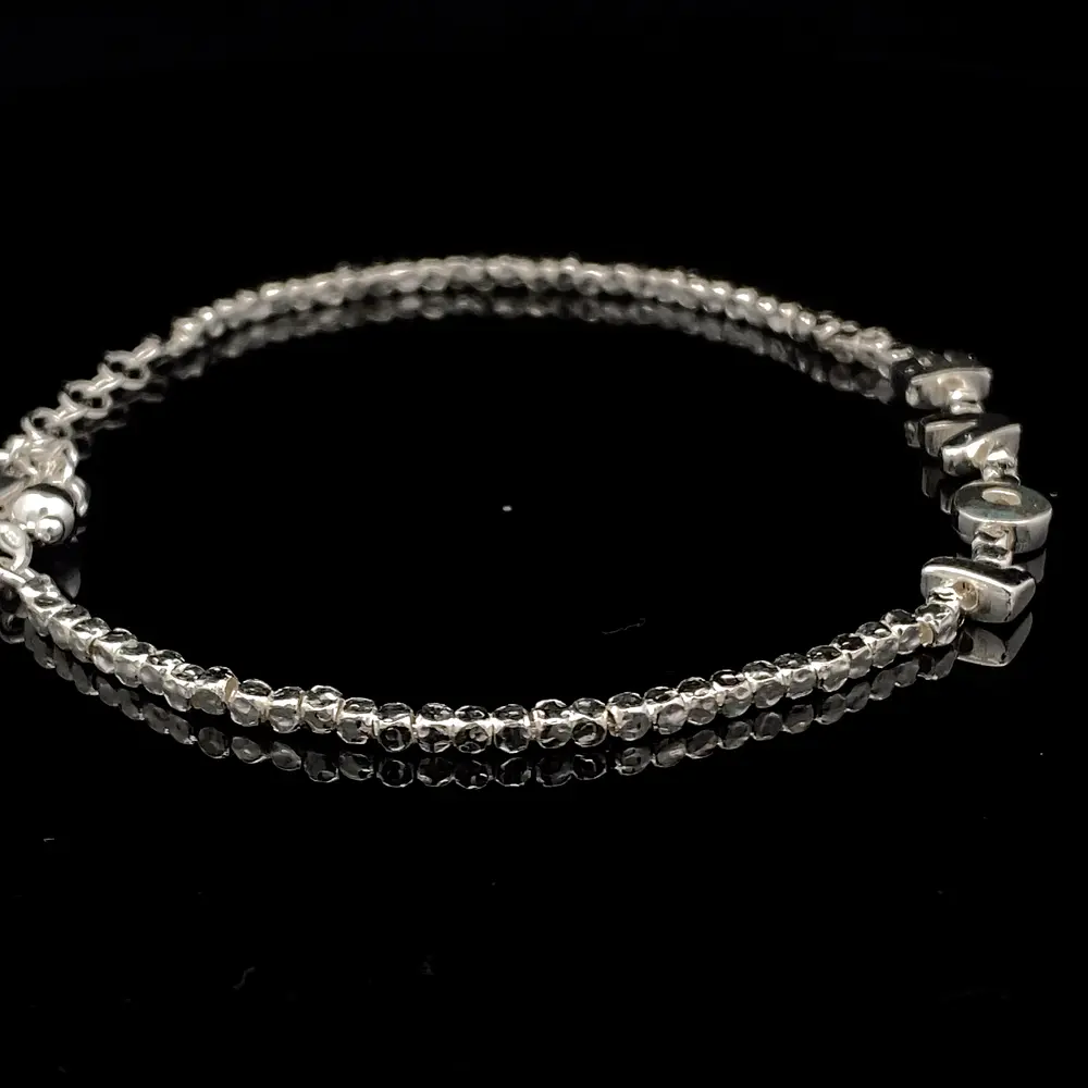 Pulsera de Plata de Cubos Continuos Intercalada con Letras LOVE
