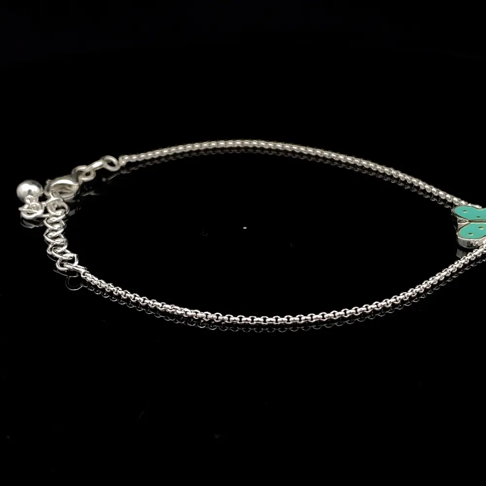 Pulsera de Plata Limada con Mariposa de Color