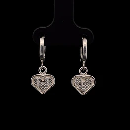 Aros de Plata con Corazón Colgante y Circones