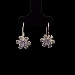 Aros de Plata Lady Di en Flor con Circón
