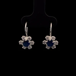 Aros de Plata Lady Di en Flor con Circón
