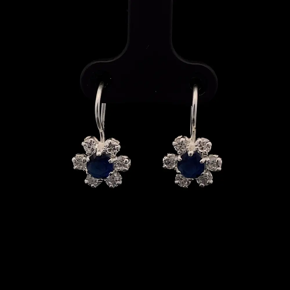 Aros de Plata Lady Di en Flor con Circón