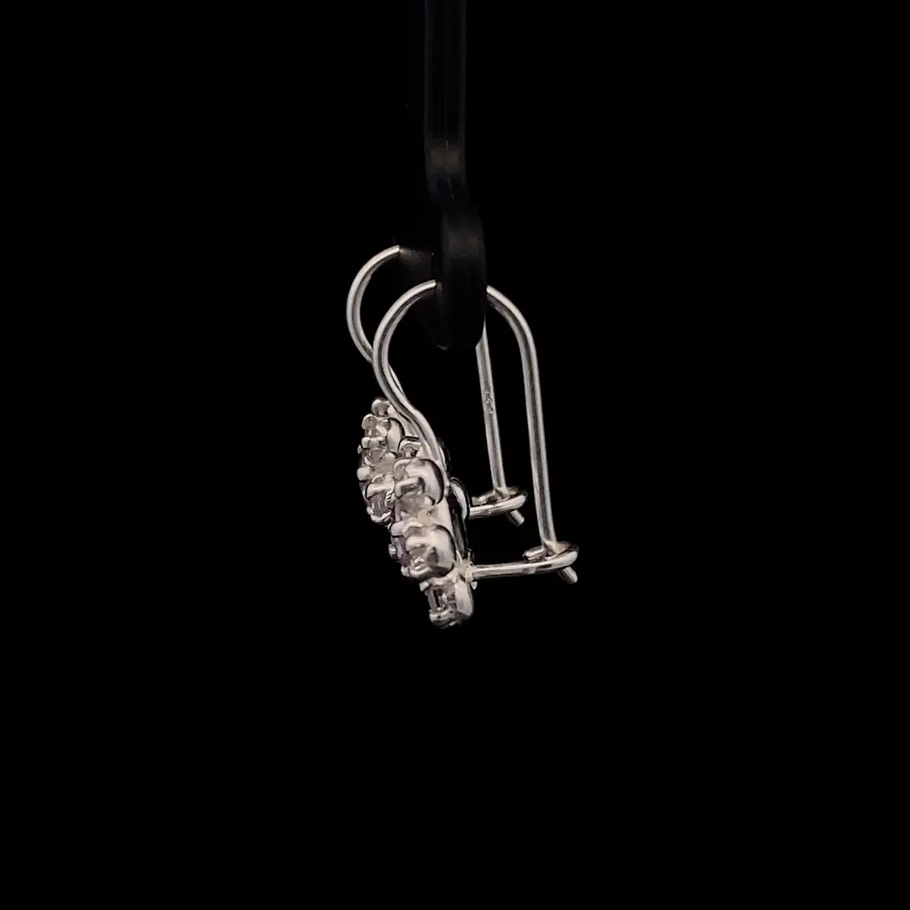 Aros de Plata Lady Di en Flor con Circón