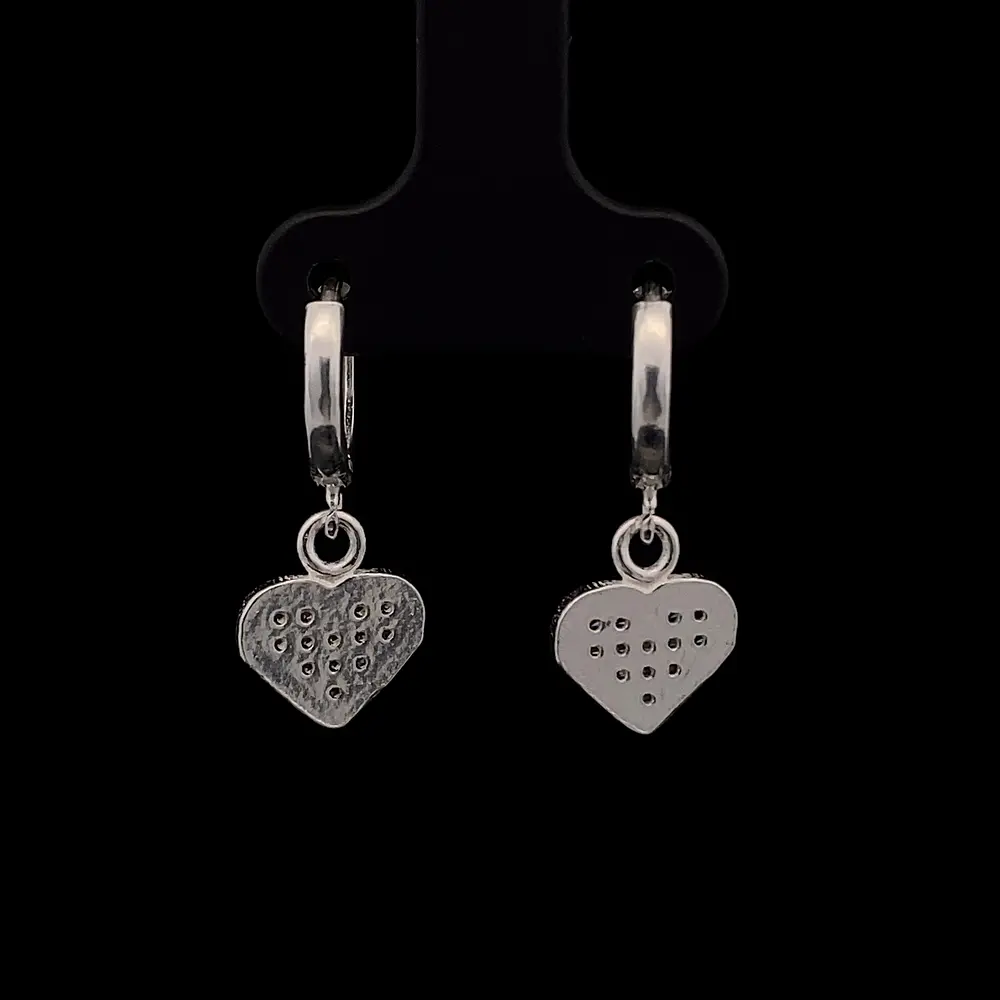 Aros de Plata con Corazón Colgante y Circones