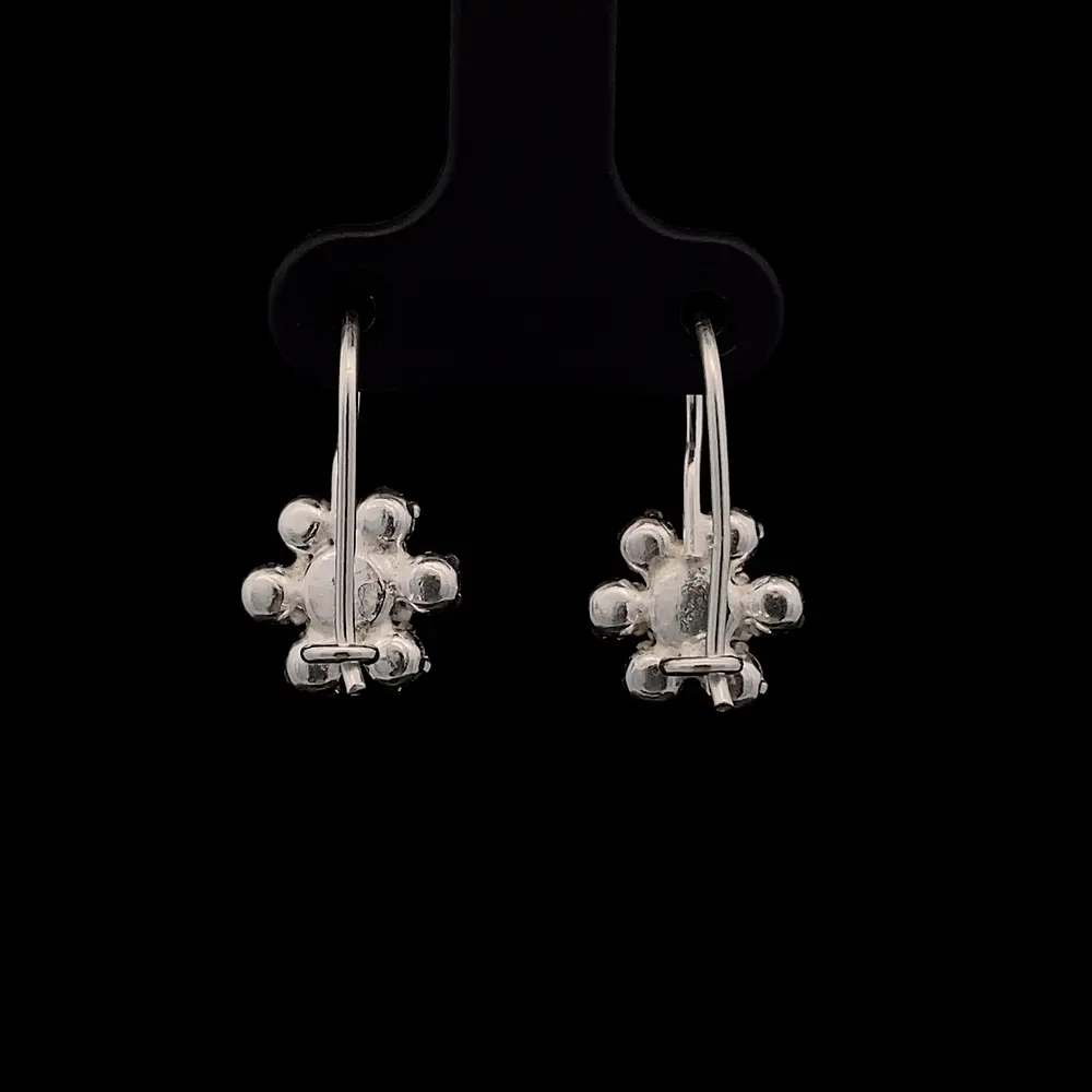 Aros de Plata Lady Di en Flor con Circón