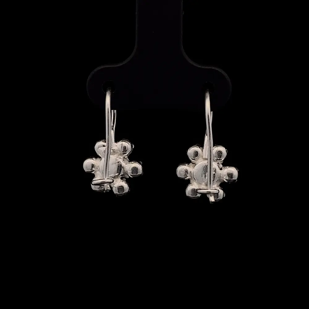 Aros de Plata Lady Di en Flor con Circón
