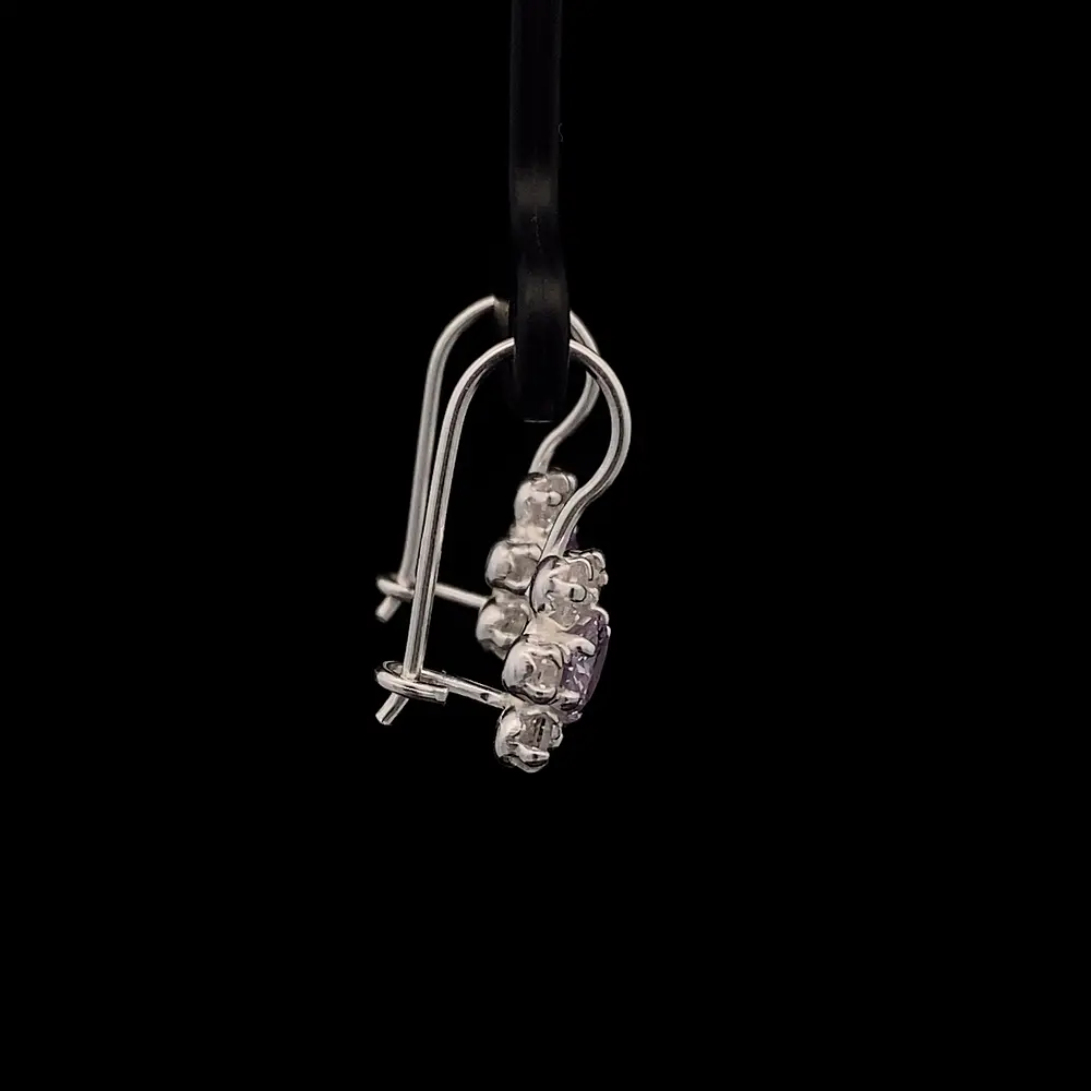 Aros de Plata Lady Di en Flor con Circón