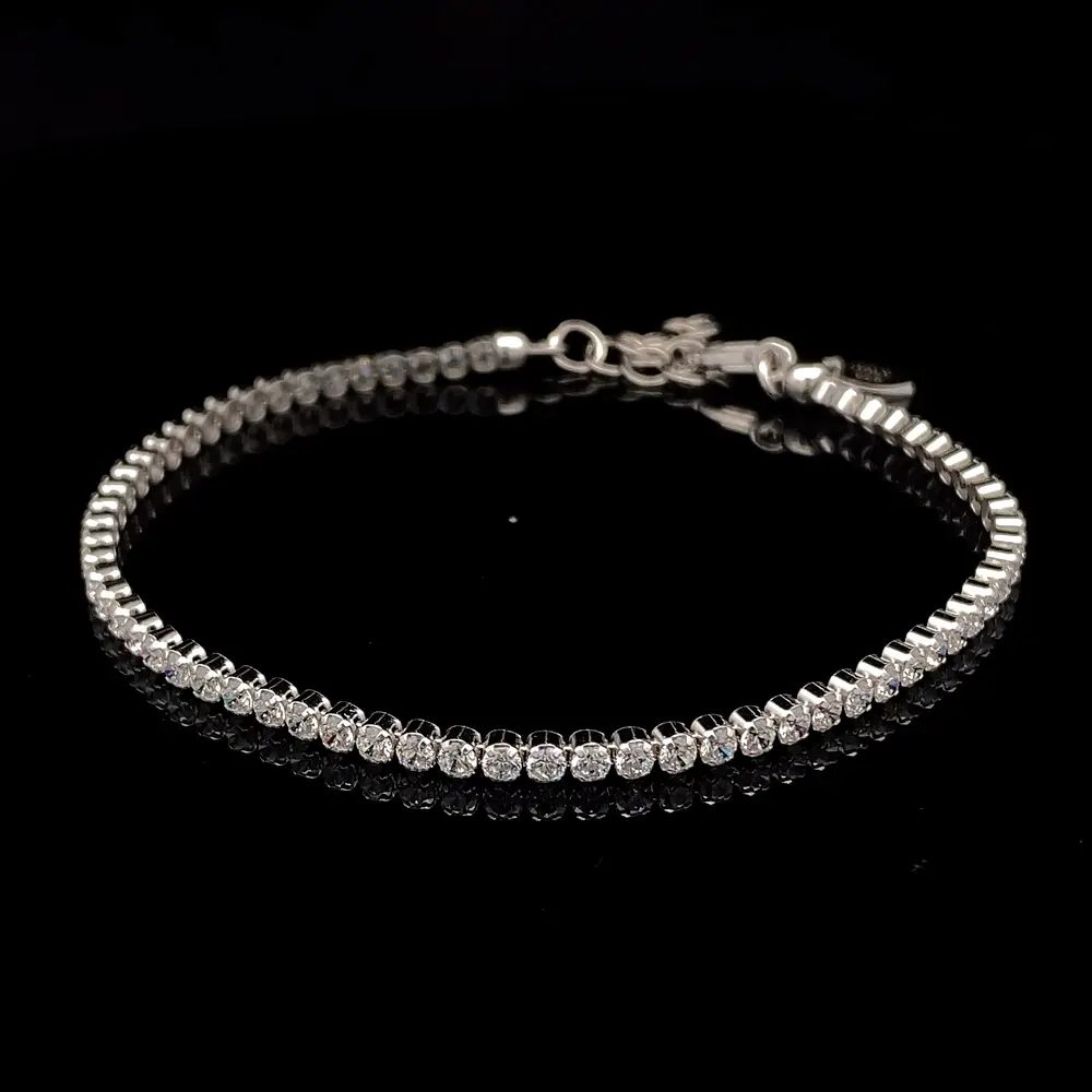 Pulsera de Plata Tenis Rodinada con Circones Incoloros