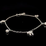 Tobillera de Plata Limada con Lazo Brillante y Nudos Intercalados