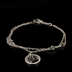 Pulsera de Plata Limada Doble con Corazones Intercalados y Árbol de la Vida