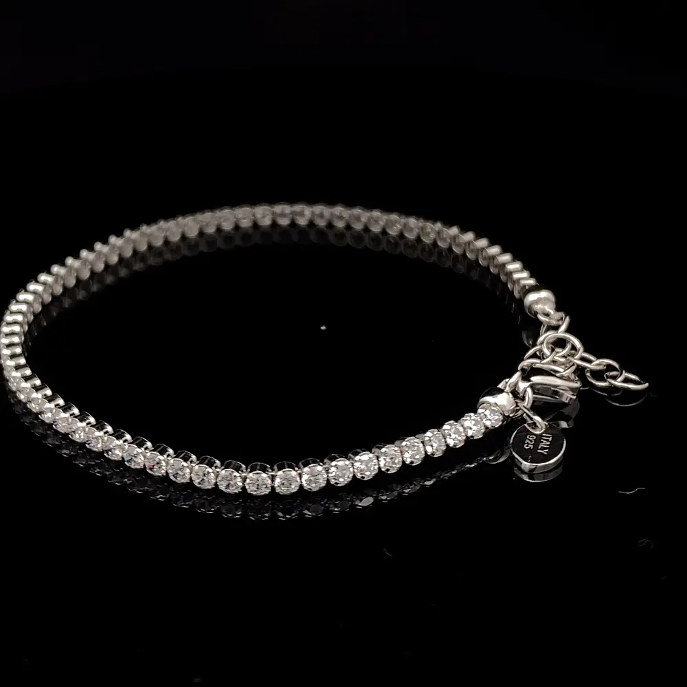 Pulsera de Plata Tenis Rodinada con Circones Incoloros