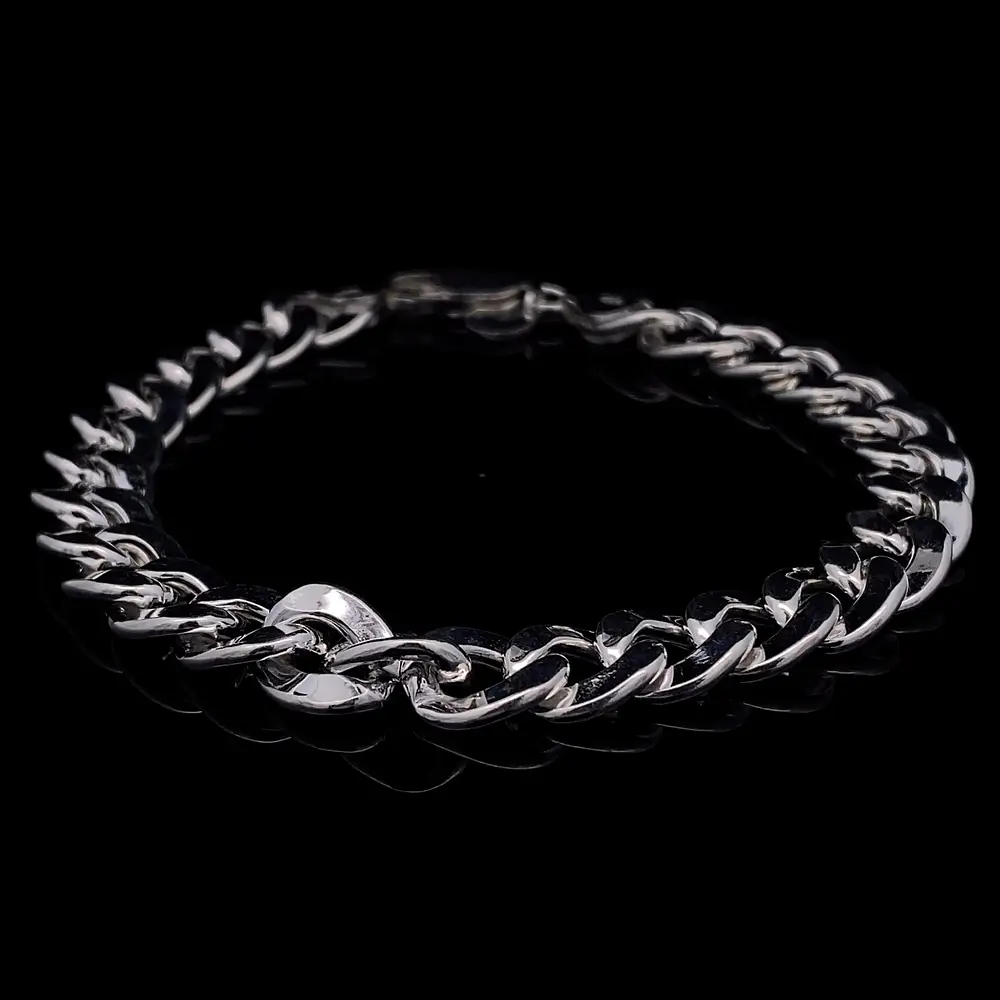 Pulsera de Plata Groumet con Cierre Mosquetón