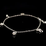Tobillera de Plata Limada con Lazo Brillante y Nudos Intercalados