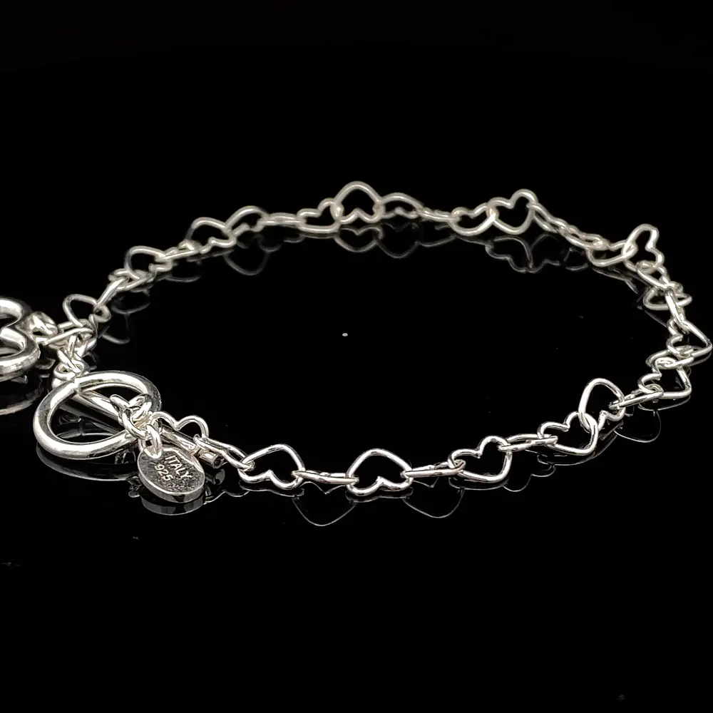 Pulsera de Plata Marinero con Corazones y Corazón