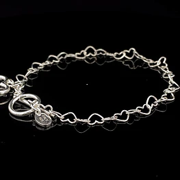 Pulsera de Plata Marinero con Corazones y Corazón