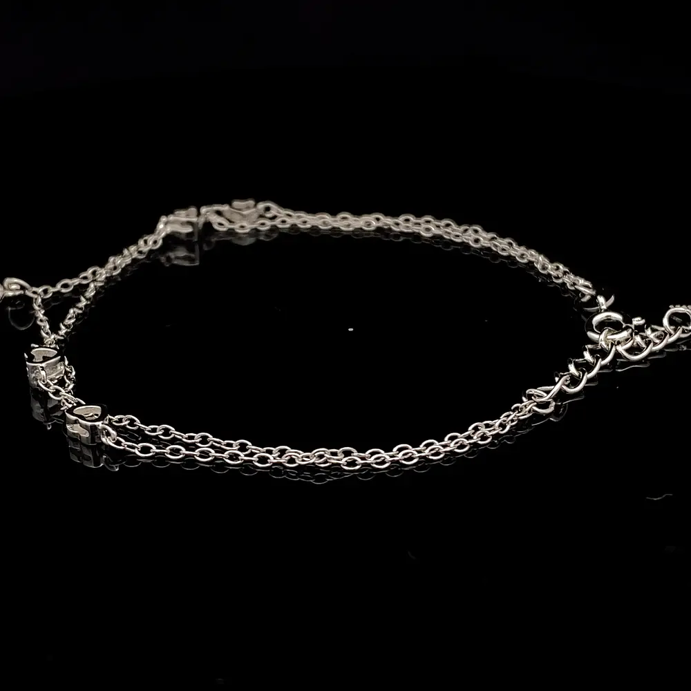 Pulsera de Plata Limada Doble con Corazones Intercalados y Árbol de la Vida