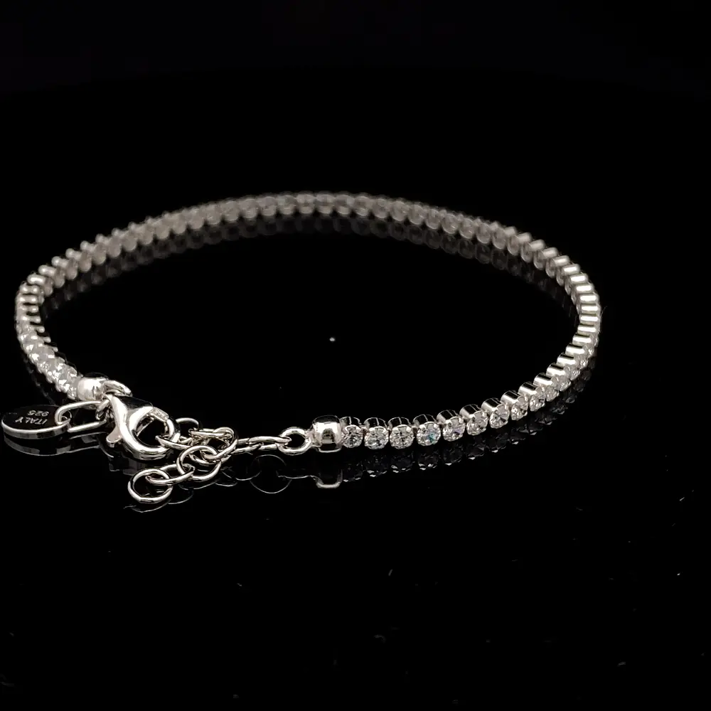 Pulsera de Plata Tenis Rodinada con Circones Incoloros